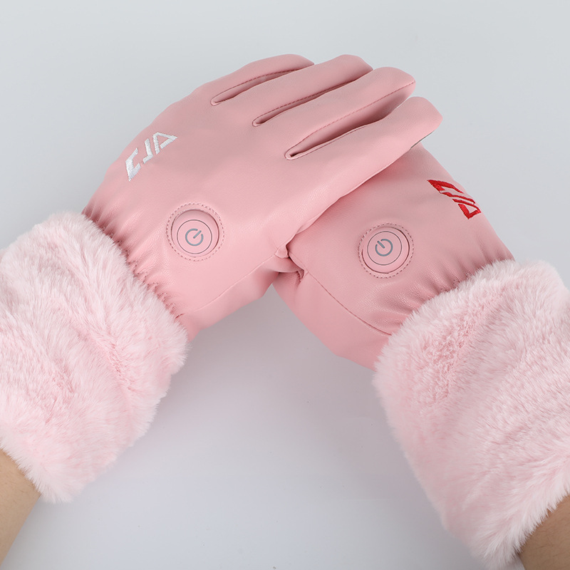 Heating gloves thickened warm touch screen waterproof winter cycling USB charging three-level temperature regulation and windproof