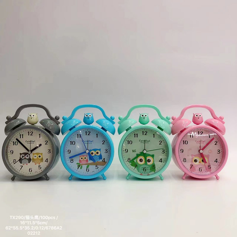 Cartoon Girl's Bedside Clock Silent Pink Bunny Desktop Alarm